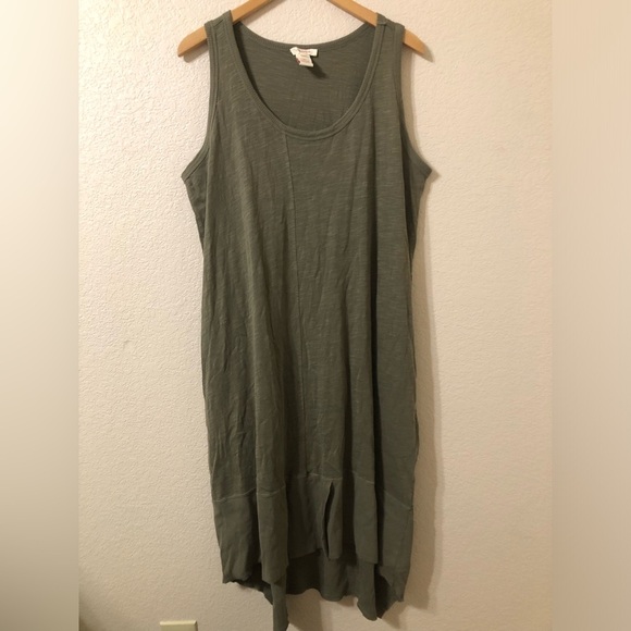 Sundance Summer Tank Top Midi Cotton Dress in Olive Green - Size XL - Picture 1 of 7
